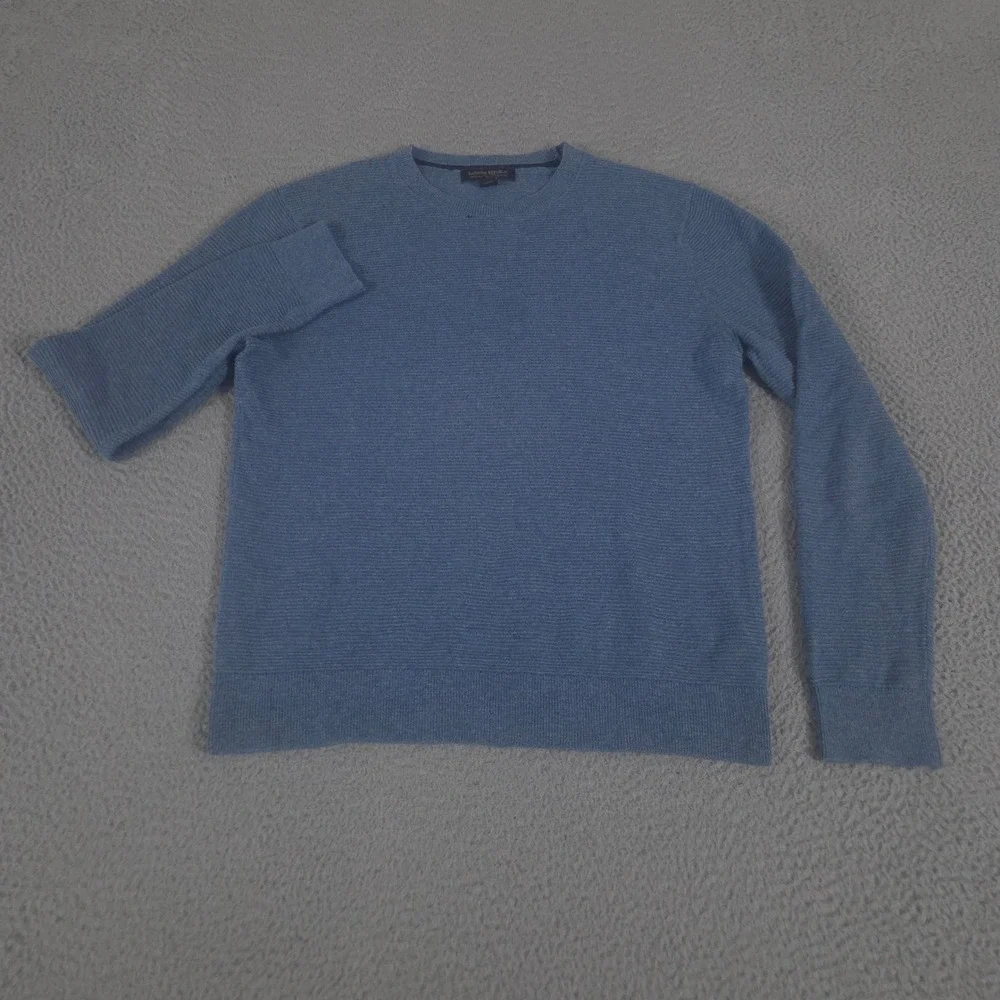 Banana Republic Sweater Mens Small Blue Organic Slub Cotton Textured Crew Neck